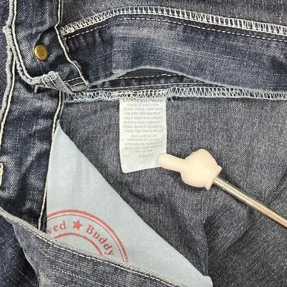 Vintage Y2K Lee Dungarees Jeans 36x32 Baggy Wide Leg Medium Wash Double Knees - Picture 3 of 3